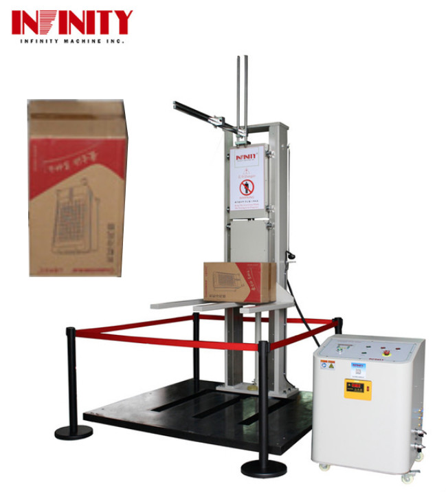 Máquina de prueba de caída cero de cartón de paquete grande Para la caja de embalaje Prueba de peso de caída de cartón 25 ° ± 3 ° 55 ~ 85% RH