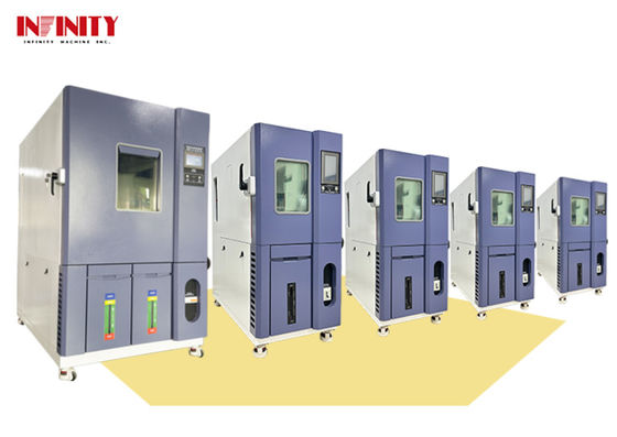 Cámara de ensayo de temperatura y humedad constantes con capacidad de 150L, rango de temperatura de -40°C a +150°C y control de humedad de 20%R.H a 98%R.H.